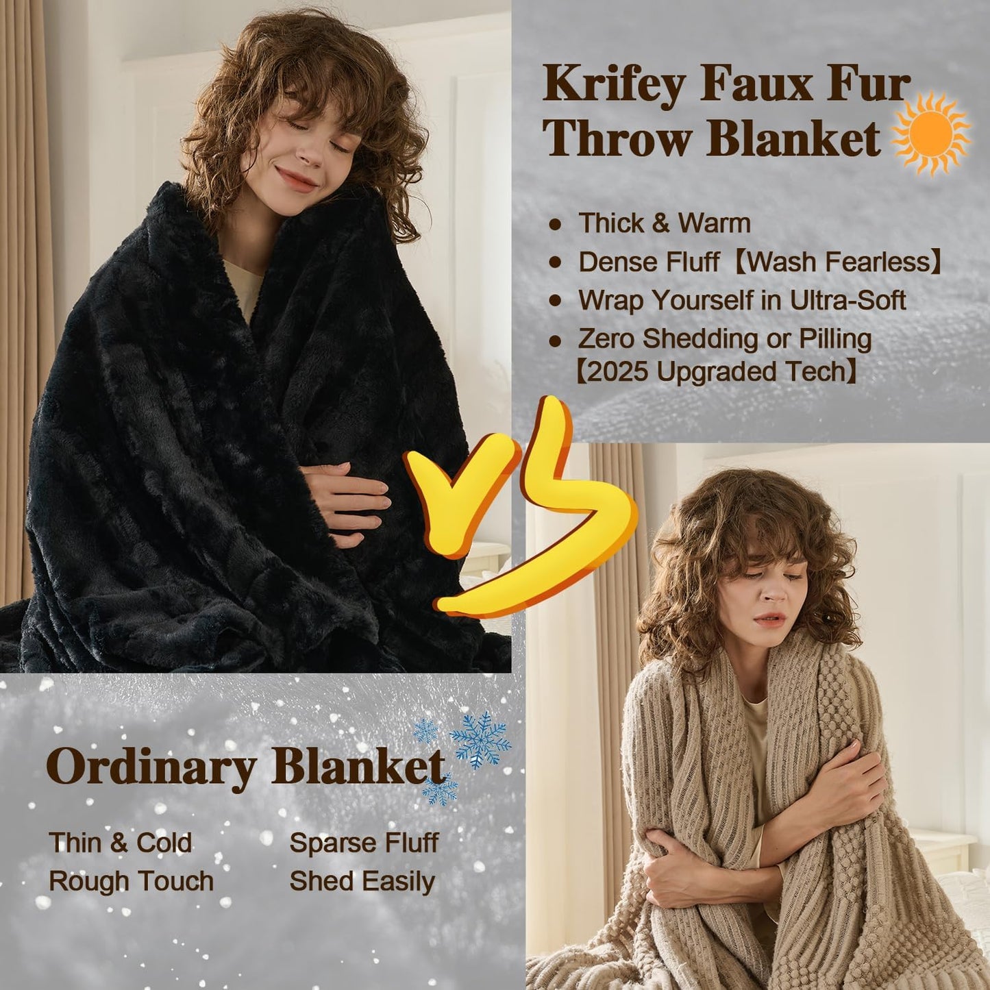 Krifey Black Faux Fur Blanket for Bed, 3D Marble Texture Soft Cozy Fuzzy Plush Thick Warm Blanket, Faux Rabbit Fleece, Christmas Birthday Gifts for Men Dad, Cool Black, 60x80in