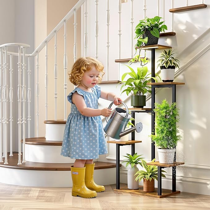 Plant Stand Indoor with Grow Lights - Tiered Corner Shelf Small Metal Lighted Flower Rack Multiple