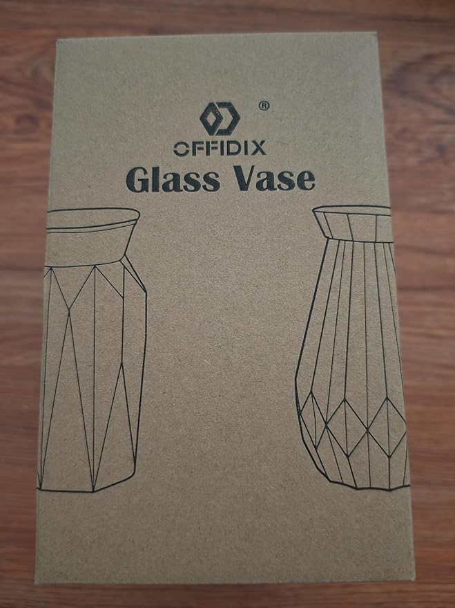 OFFIDIX Glass Vase Gradient Multicolor with Geometric Faceted Design Floral Vase for Weddings, Events, Decorating, Arrangements, Flowers, Office, or Home Decor
