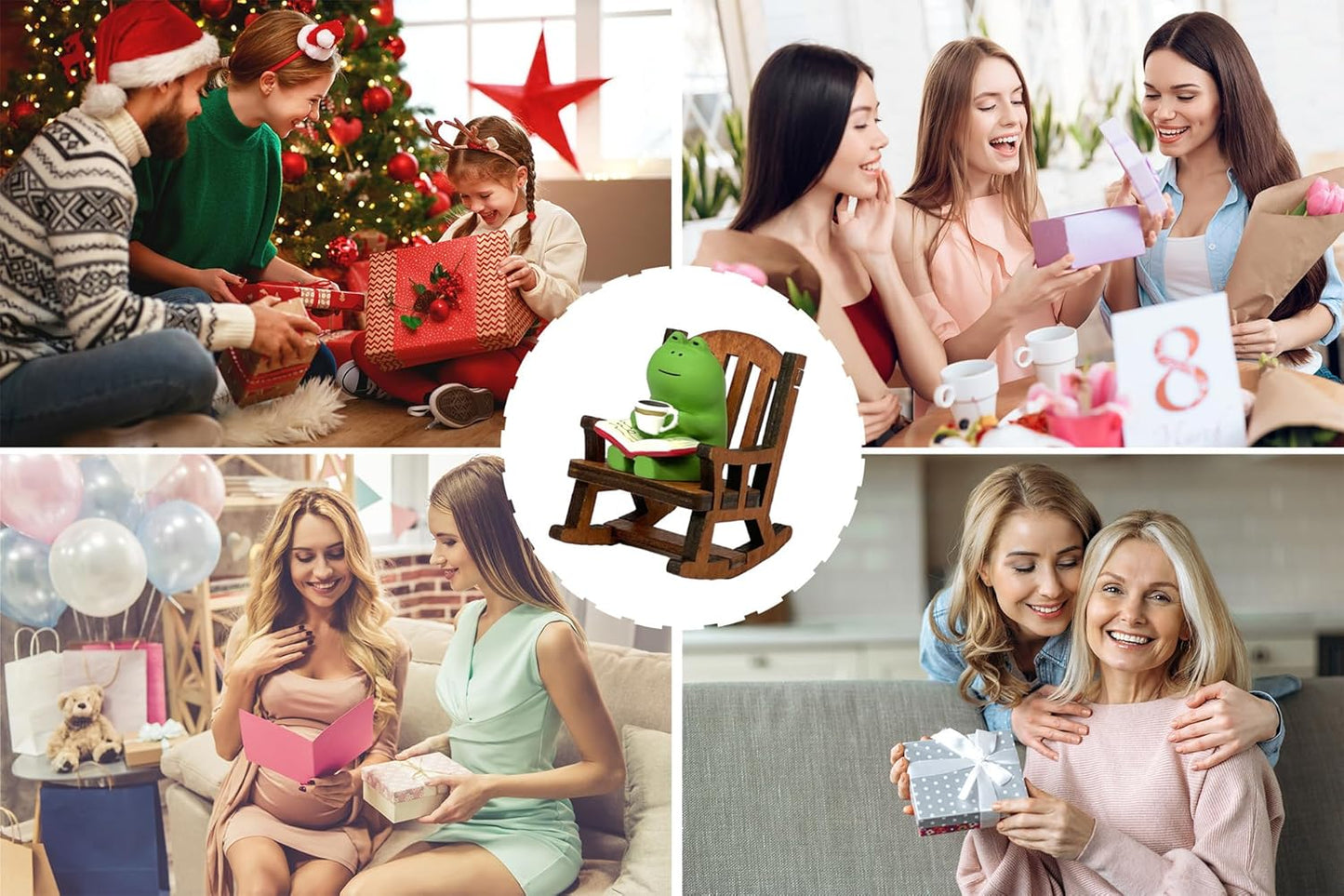 Miniature Frog Figurines, Cute Frog Desk Accessories for Desk Decor, Funny Gifts for Garden Decor, Mini Resin Animal Garden Statues (Green)