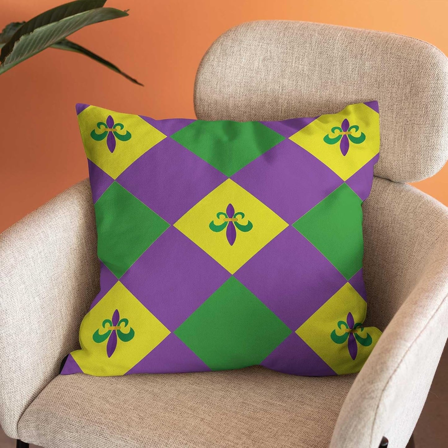 Mardi Gras Fleur de Lis Throw Pillow Cover,Happy Mardi Gras Pillow Covers Farmhouse Decorative Cushion Case Sofa Pillow Case 18x18 Inch