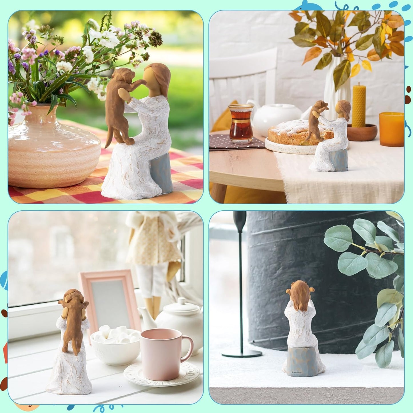 Love My Dog Figurines Statue - Dog with Angel Hand-Painted Sculpted Statue Table Topper Decor for Pet Lover Home Room Office Desktop Christmas Birthday Party Favor Housewarming Friendship Gift