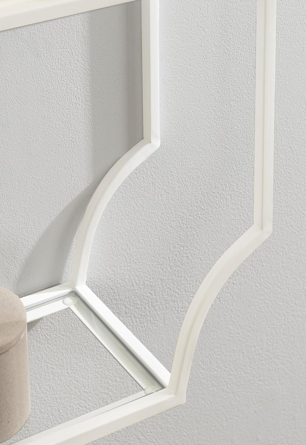 Kate and Laurel Ciel Glam Geometric Wall Shelf; 18 x 24; White; Decorative Shelves for Use as Over-The Toilet Storage or Bedroom Display Shelving