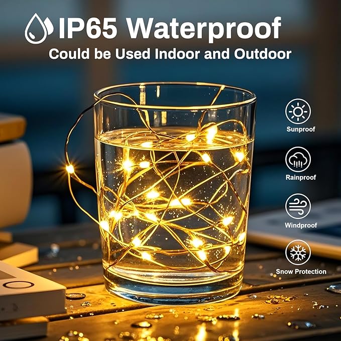 ZGWJ USB Fairy Lights Battery Powered Dual Power with Remote Timer, 2 Pack 50 LED 16FT Twinkle String Lights 8 Modes Waterproof for Bedroom,Halloween,Christmas,Parties Wedding Decoration Warm White