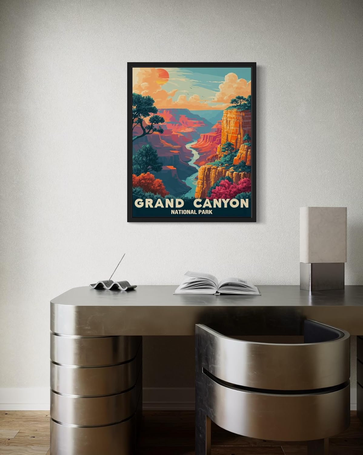 Grand Canyon National Park Art Print Poster, Vintage Retro Pop Art Travel Wall Art Bedroom Bathroom Living Room Decor 185 (Grand Canyon, 24 x 36 inches, Unframed)
