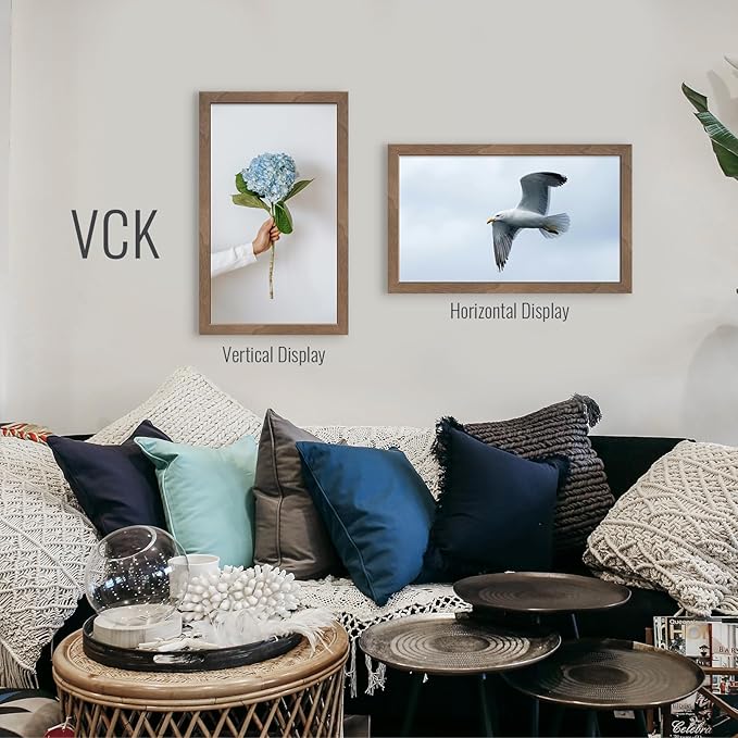 VCK 14x24 Poster Frame 3 Pack - Brown Walnut, Natural Textured Solid Wood Picture Frame, Wall Gallery Frame