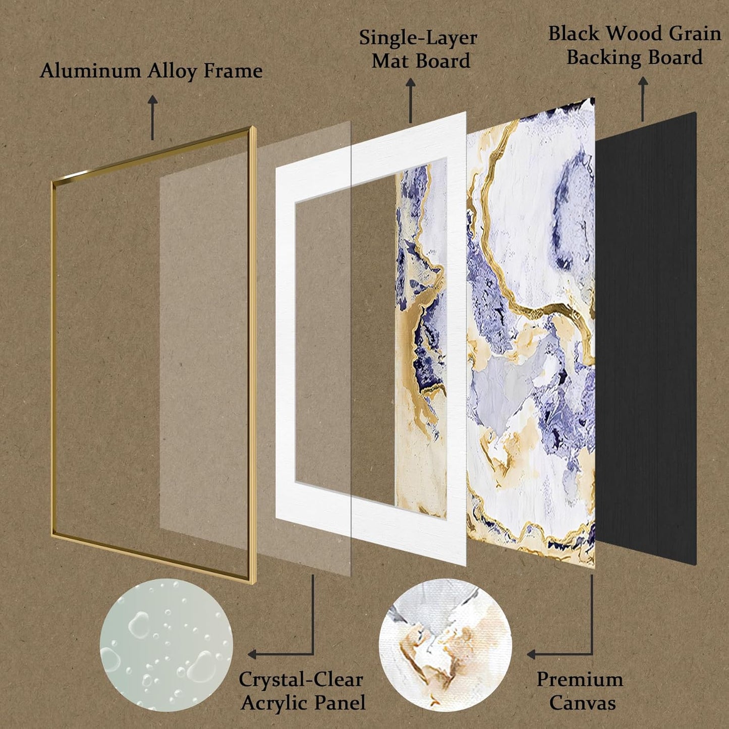 crmotu Abstract Wall Art, Gold Framed Wall Art, Marble Wall Art, Minimalist Aesthetic Canvas Large Painting, Modern Luxury Pictures for Living Room Bedroom Bathroom Office Art Prints 27X39 Inch