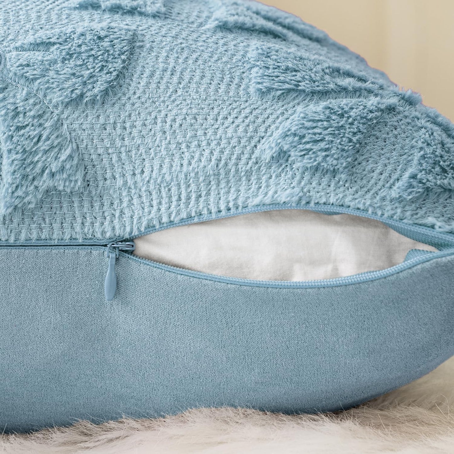 MIULEE Blue Bow Pillow Covers Coquette Room Decor Aesthetic Set of 2 Decorative Cute Girl Throw Pillow Soft Plush Faux Pillowcase for Girl Bed Couch Sofa,20x20 Inch