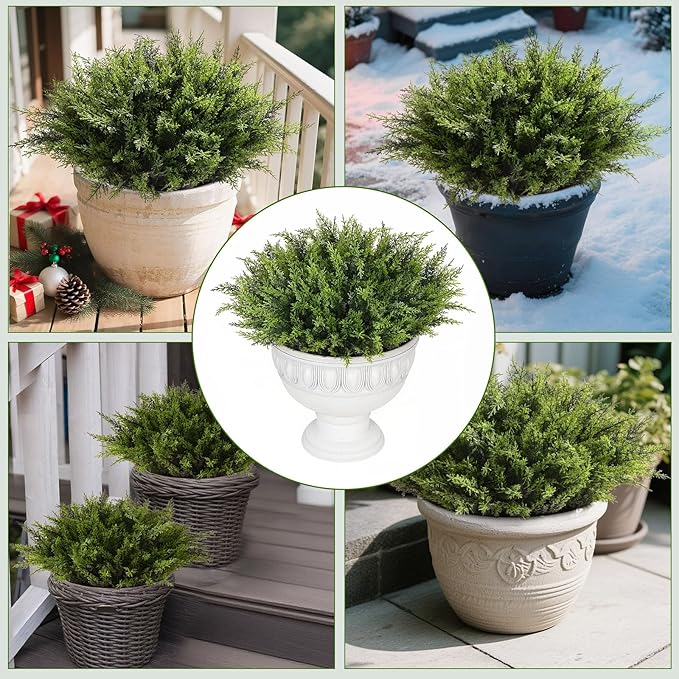 Waipfaru 24 Bundles Cedar Artificial Plants Outdoor， UV Resistant Artificial Plants，Fake Plants for Outdoor Christmas Porch Decor Lifelike Fake Bushes Plants for Home Farmhouse Yard Decorations