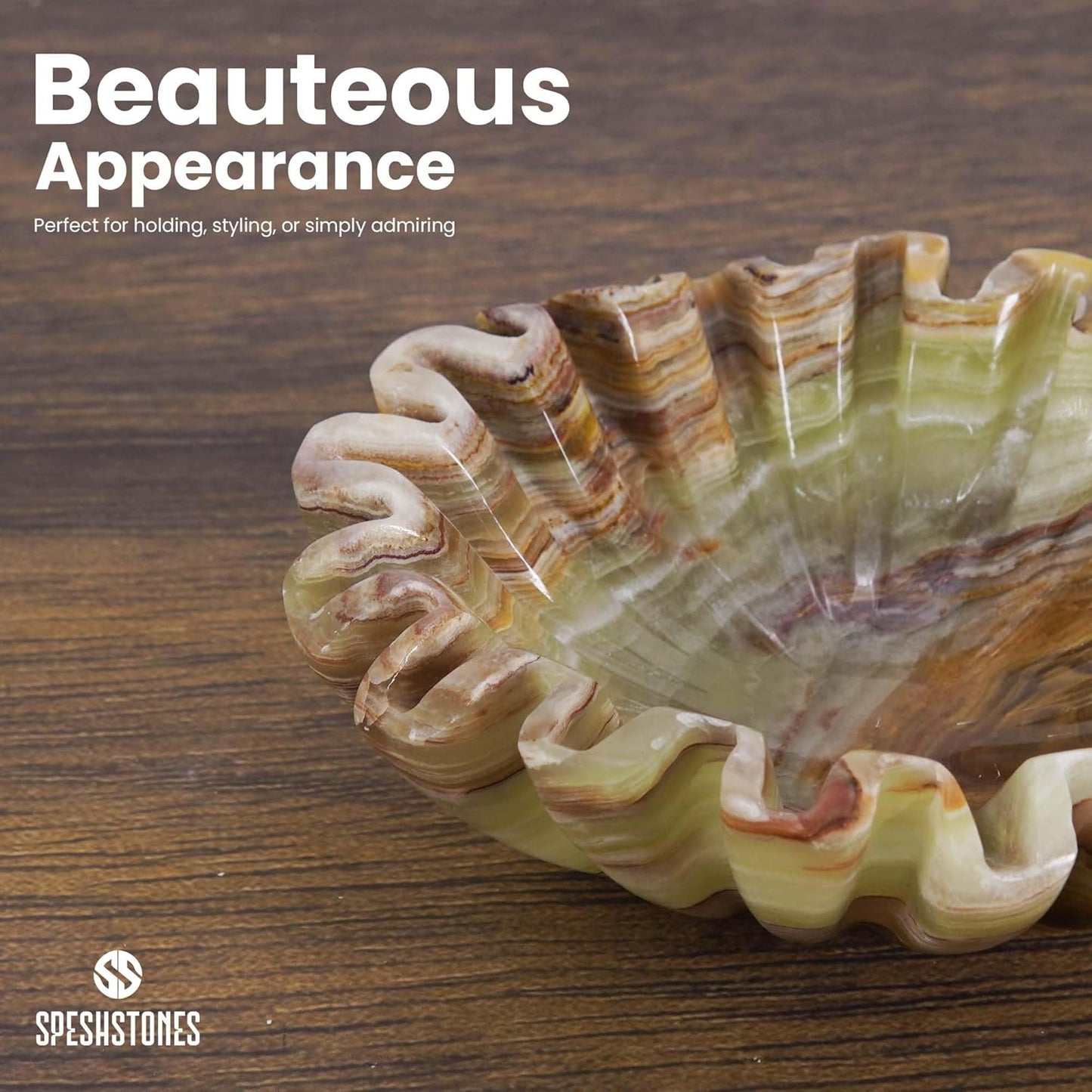 Marble Ruffle Bowl 6 Inch Green Decorative Candy bowls for Modern Home Decor and kitchen accessories, Key Bowl for Entryway Table Centerpieces