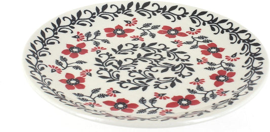Blue Rose Polish Pottery - Red Scarlett Ivy Dessert Plate - 7" Diameter - Beautiful Plate for Cake, Appetizers, or Snacks