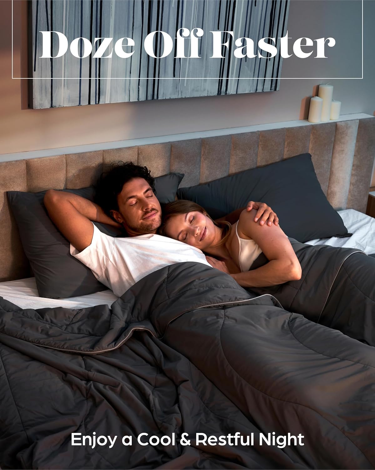 Lavish Comforts® Cooling Comforter King Size │Premium Soft Breathable Summer Cooling Blanket for Hot Sleepers │All Season Comforter │106"x96" Charcoal Dark Grey│Gift-Ready Box