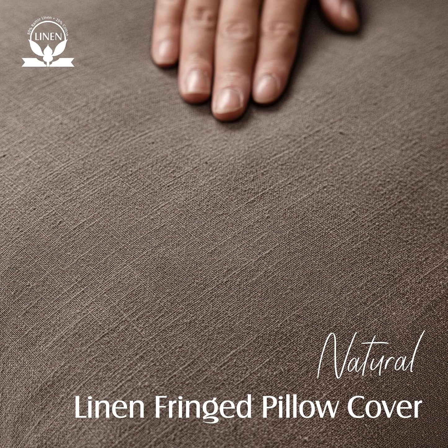 Foindtower Decorative Linen Fringe Throw Pillow Covers Cozy Boho Farmhouse Cushion Cover with Tassels Soft Accent Pillowcase for Chair Sofa Bed Living Room Home Decor, 16×16 Inch,1PC,Light Coffee