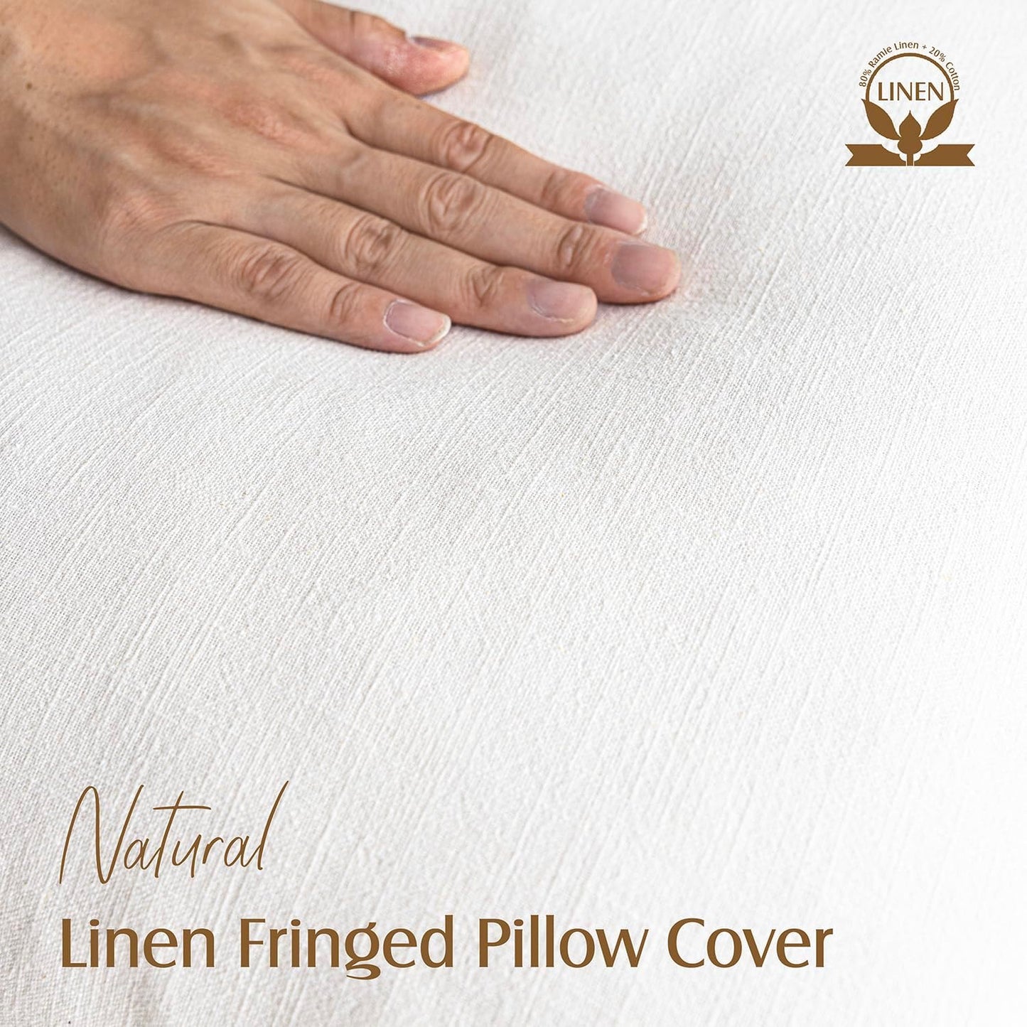 Foindtower Decorative Linen Fringe Throw Pillow Covers Cozy Boho Farmhouse Cushion Cover with Tassel Soft Accent Pillowcase for Chair Sofa Bed Living Room Home Decor, 20×20 Inch, 1PC, Cream White