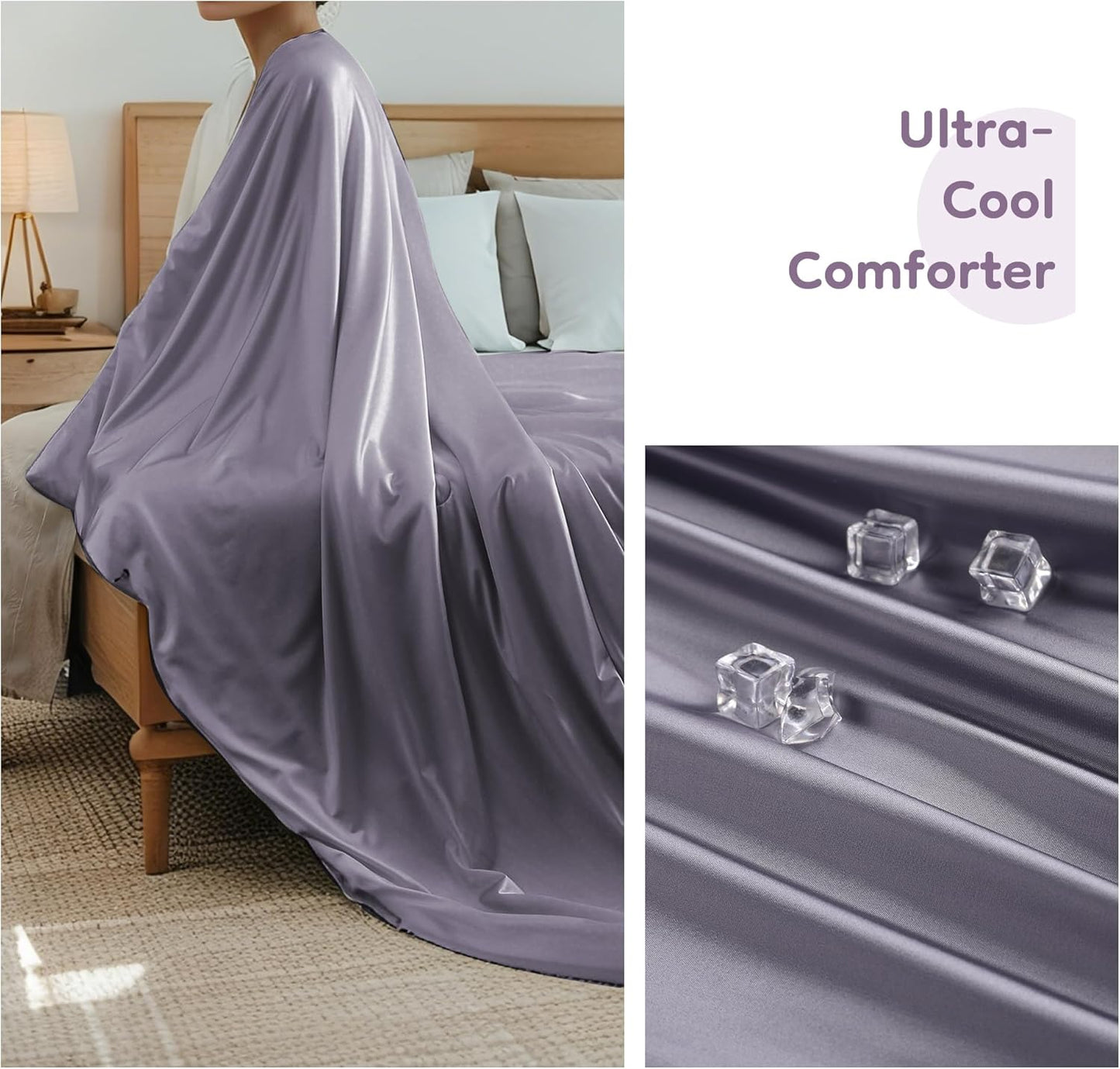 Cooling Blanket Twin Summer Comforter for Hot Sleepers, Silky-Soft & Cool Fiber, Double-Sided Cold Blanket for Night Sweats, Single Size All-Season Comfort, 60" x 80", Dusty Lavender