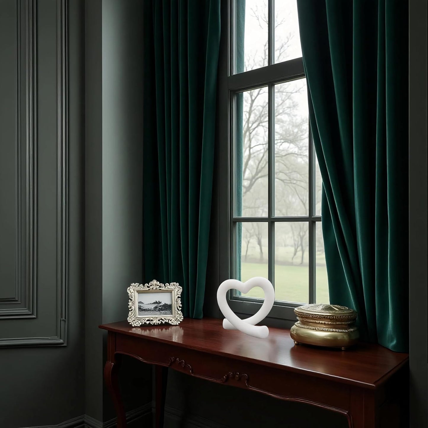 Imitation Marble White Heart Sculpture – Modern Minimalist Love Statue for Romantic Home Decor, Wedding Table Centerpiece for Couples