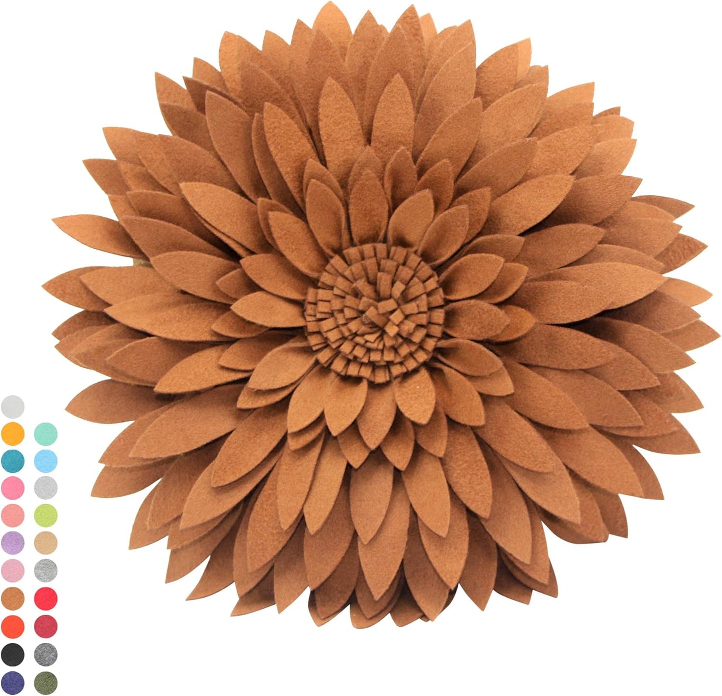 Contempo Lifestyles 3D Daisy & Sunflower Decorative Pillow - Flower-Shaped, Solid Mocha