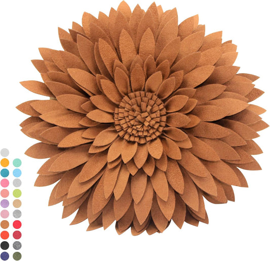 Contempo Lifestyles 3D Daisy & Sunflower Decorative Pillow - Flower-Shaped, Solid Mocha