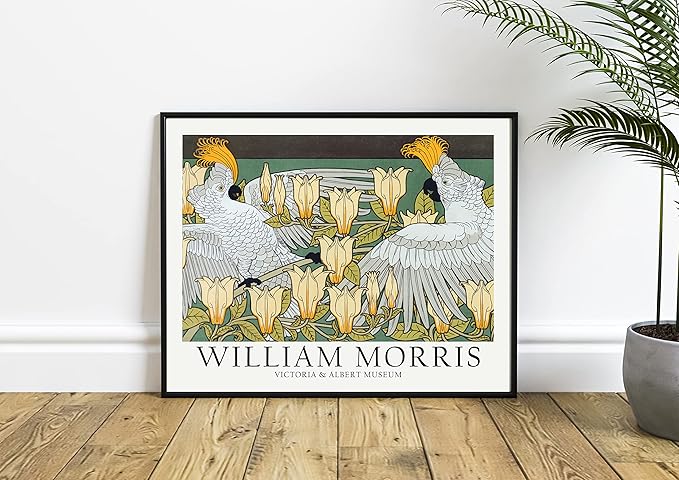 William Morris Birds Wall Art Poster Prints, Famous Artist Patterns, Vintage Flowers Decor Artwork, Tapestry Historic Cultural Illustrations Fine Art, Colorful for Living Room, Bedroom, Office,