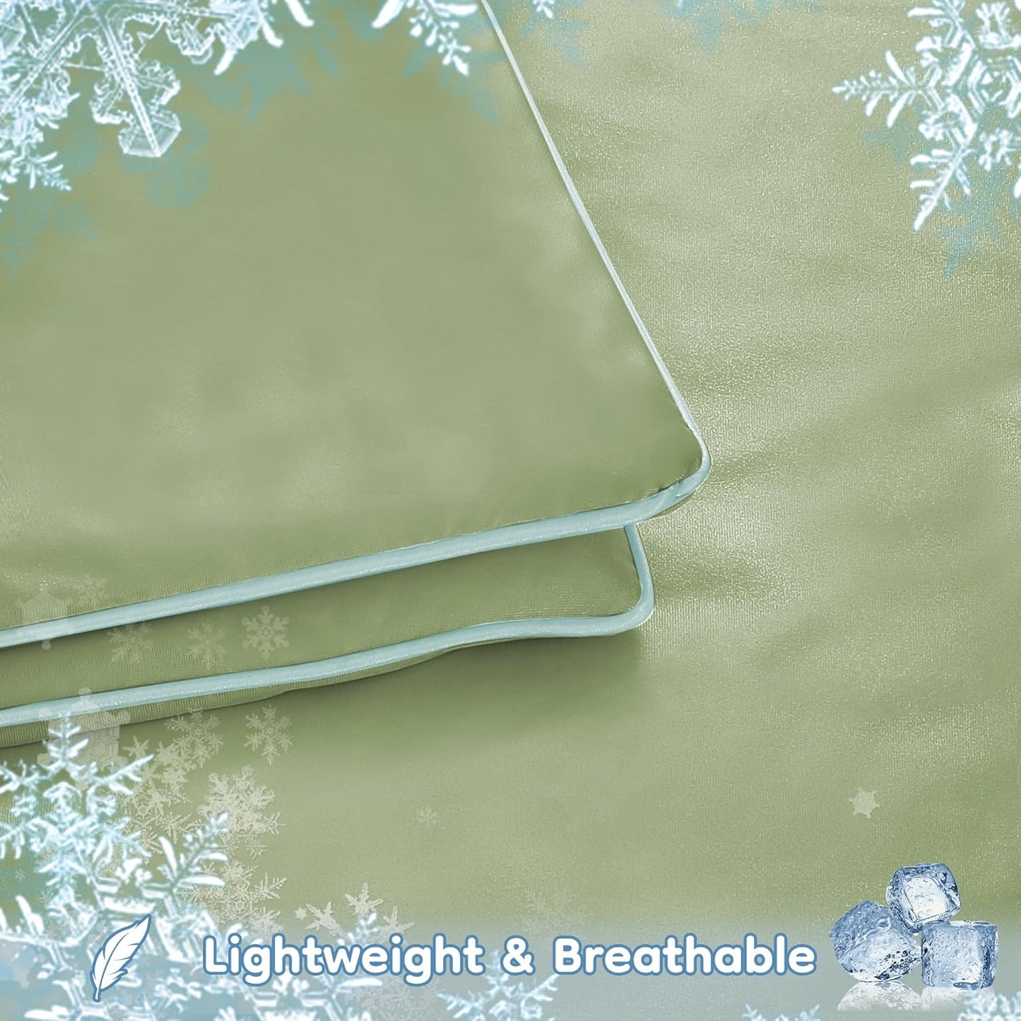 Cooling Blanket Twin Summer Comforter for Hot Sleepers, Silky-Soft & Cool Fiber, Double-Sided Cold Blanket for Night Sweats, Single Size All-Season Comfort, 60" x 80", Sage Green