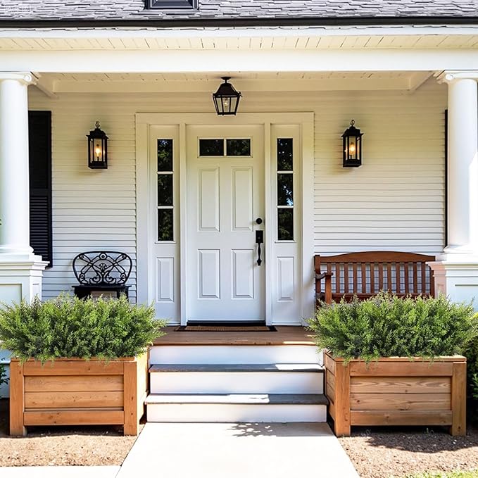 Waipfaru 24 Bundles Cedar Artificial Plants Outdoor， UV Resistant Artificial Plants，Fake Plants for Outdoor Christmas Porch Decor Lifelike Fake Bushes Plants for Home Farmhouse Yard Decorations