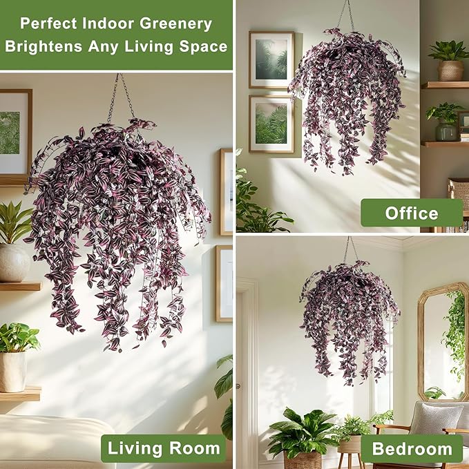4PCS Fake Plants Decor,Artificial Watermelon Vine for Home Decor Indoor,Fake Ivy Plants Realistic Faux Plants Indoor for Home Living Room Bedroom Office Decoration