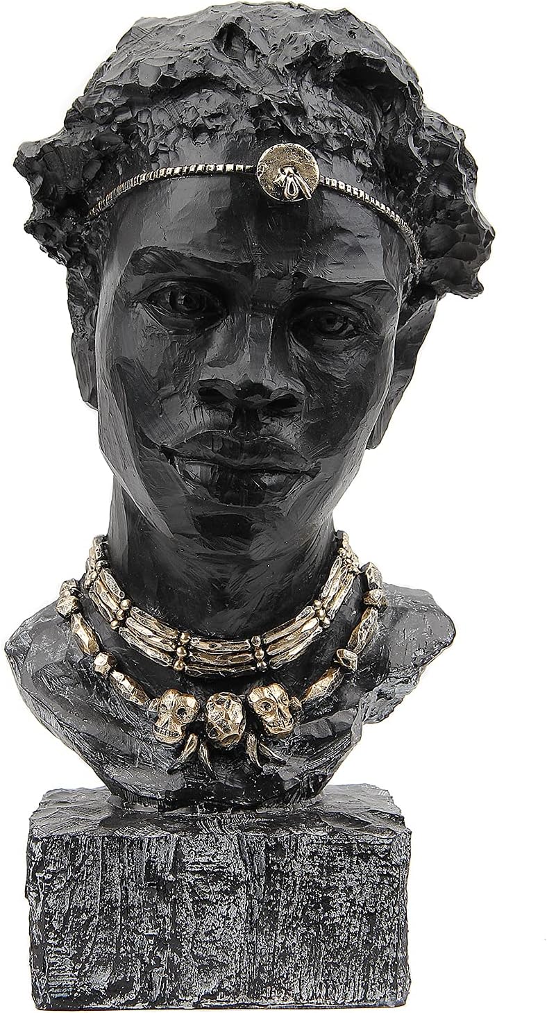 Leekung African Sculpture Resin Figurine, Handmade Home Decor, 12.2x6.3x4.3 inches, Black