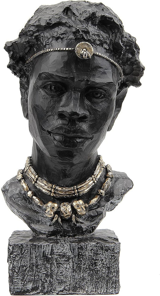 Leekung African Sculpture Resin Figurine, Handmade Home Decor, 12.2x6.3x4.3 inches, Black