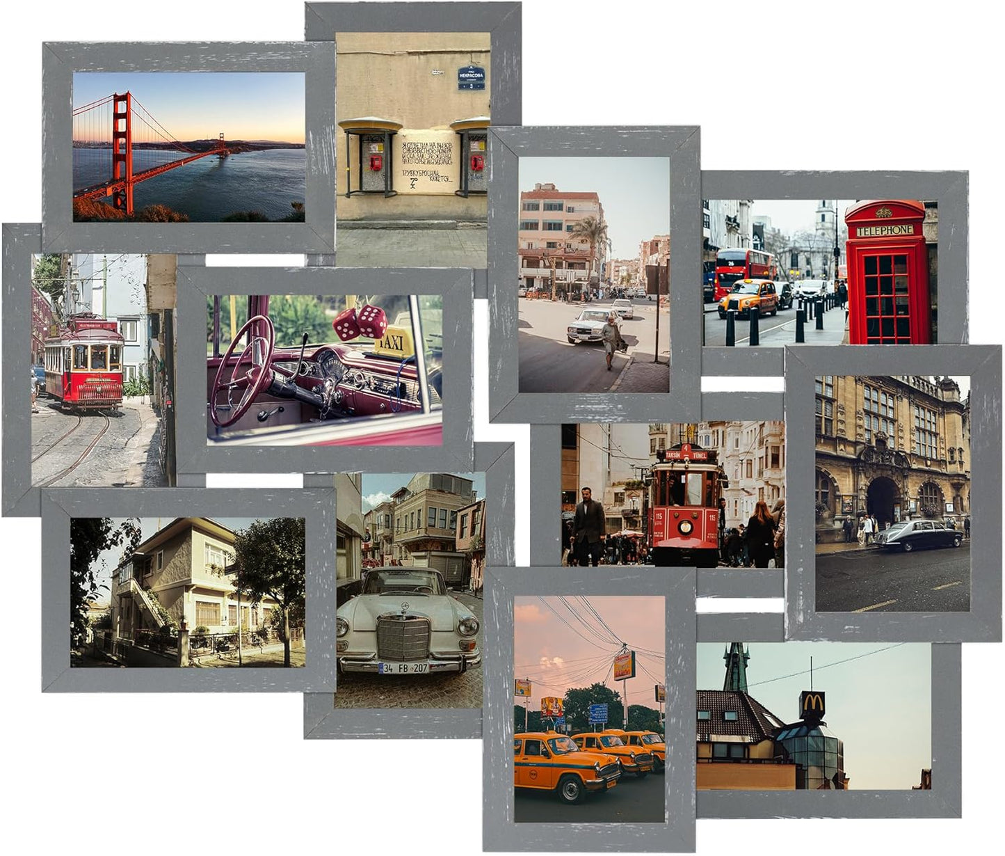 Jerry & Maggie 12 Pack Collage Picture Frame, Photo Frame Wall Decor 4×6 Pictures 12 Opening, Wall Photo Frames for Living Room Decorations, Assembly Required, Ashes