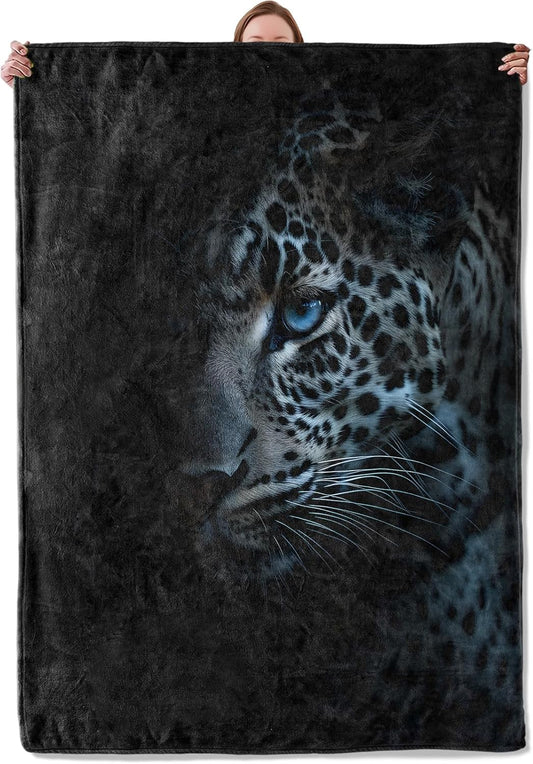 Leopard Blanket, Animal Themed Flannel Blanket Gifts for Women, Soft Warm Lightweight Blankets for Living Room Home Travel Decor 60" x 80"