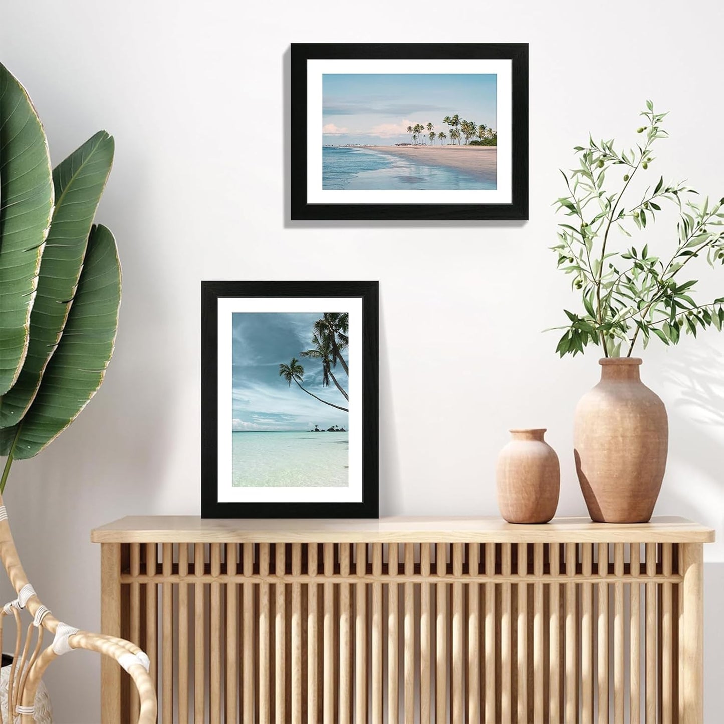 iRahmen 10x14 Picture Frame Set of 4 with Tempered Glass, Black Frame Display 8x12 Picture with Mat or 10 x 14 Without Mat, Rustic Wood Photo Frames for Horizontal or Vertical Wall Mounting