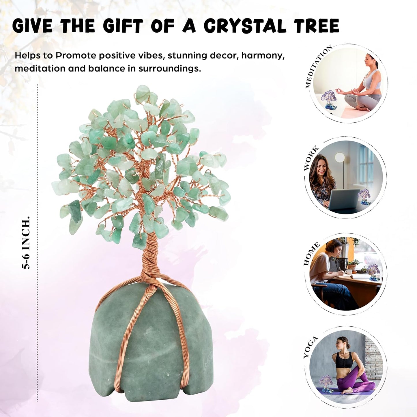 Green Aventurine Crystal Tree with Green Aventurine Stone Base Tree of Life Decor for Bedroom, Birthday Gifts for Women, Sister Gift, Birthday Gifts for Mom, Cute Home Decor Housewarming Present