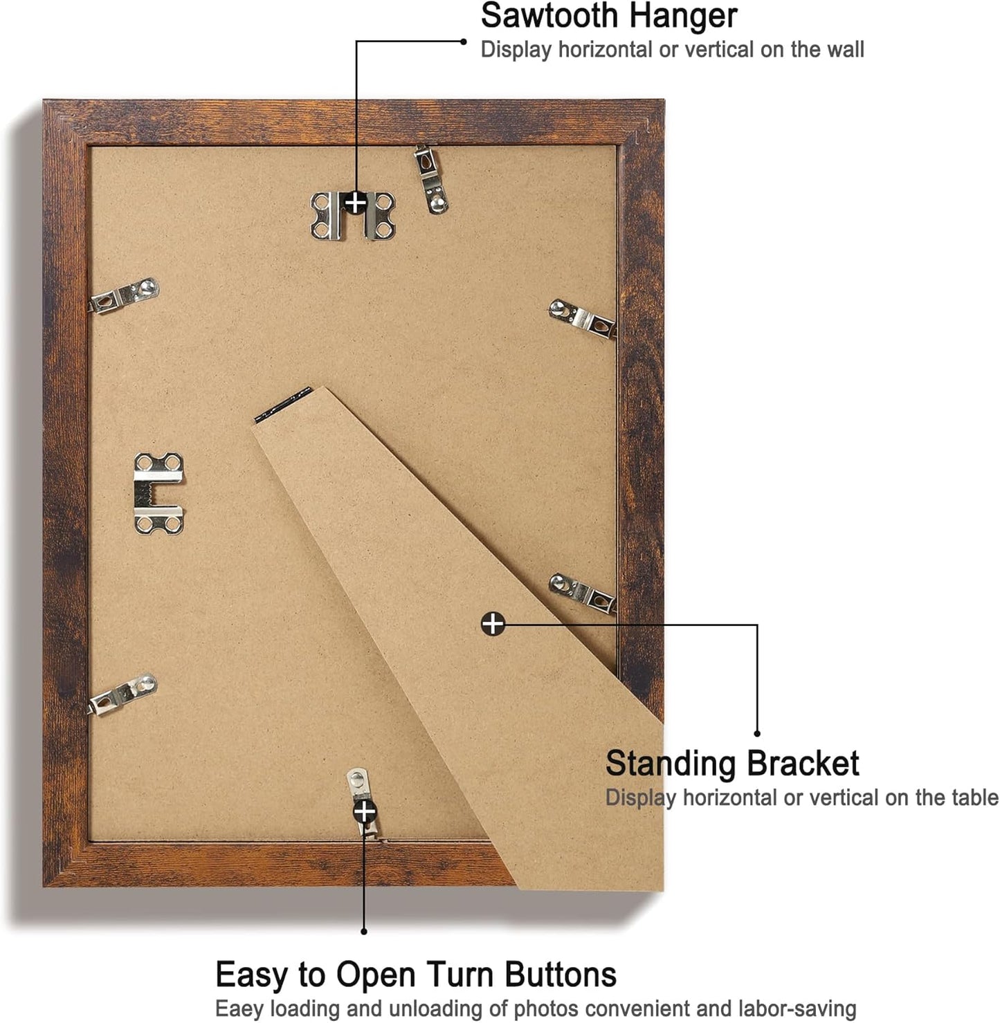 iRahmen 9x12 Picture Frame Set of 4 with Tempered Glass, Wooden Rustic Frame Display 6x8 Pictures with Mat or 9 x 12 Without Mat, Photo Frame for Wall Mount and Tabletop Display