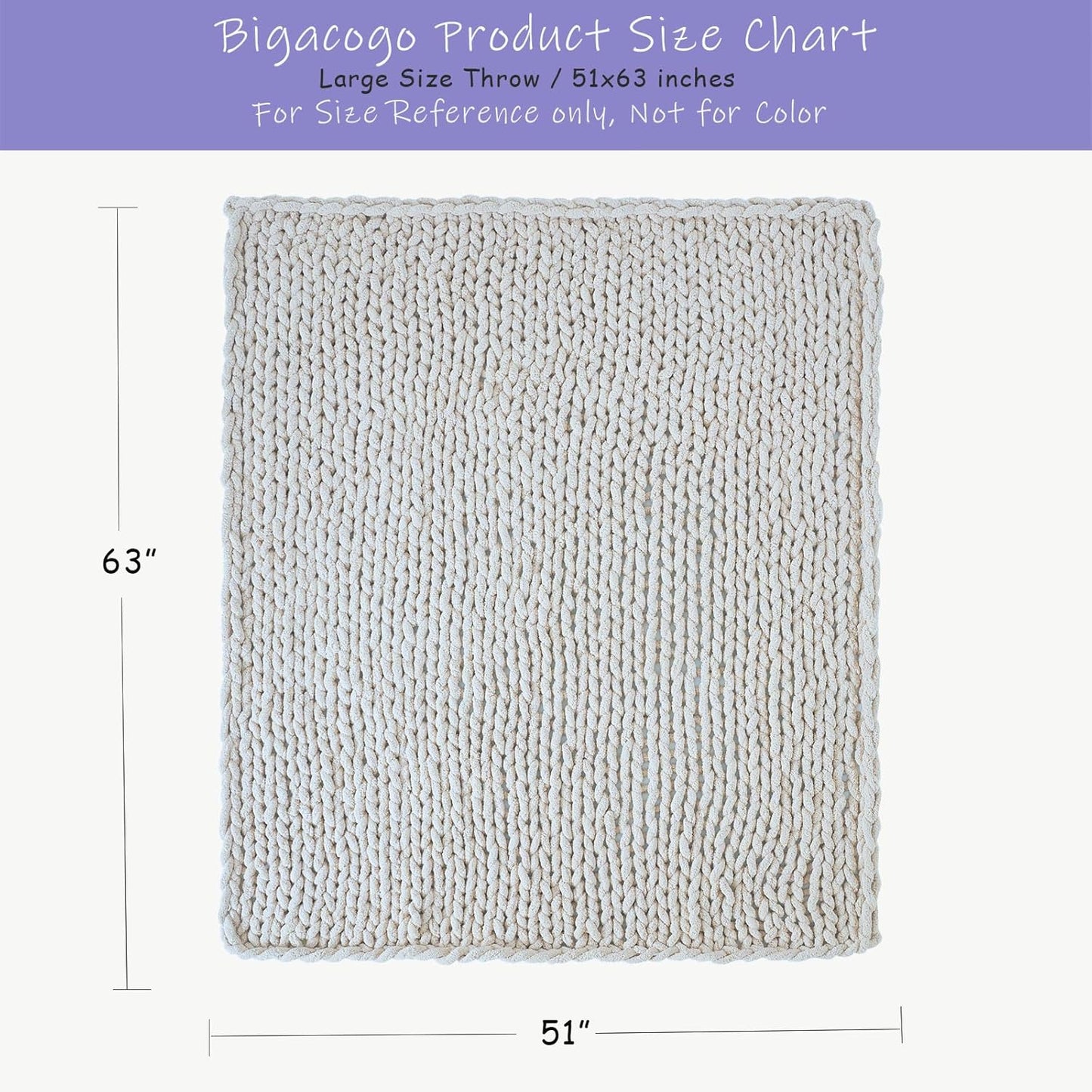 Bigacogo Chunky Knit Throw Blanket for Couch, 51x63 inches, 100% Hand Knitted with Thick Jumbo Chenille Yarn, Cozy Soft Large Rope Knot Cable Crochet Blankets for Sofa Bed Living Room, Rose Tan