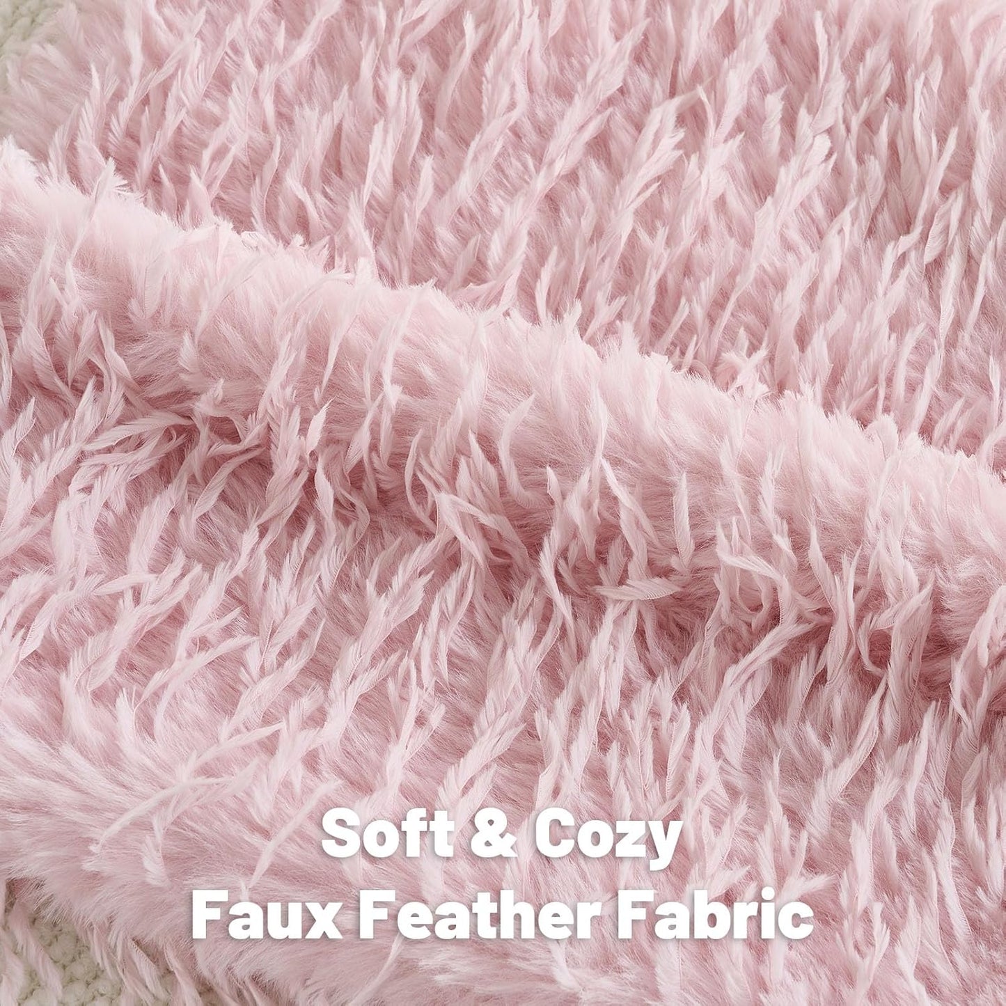 FUTEI Pink Decorative Throw Pillow Covers 24x24 Inch Set of 2,Soft Fluffy Faux Feather Texture European Cushion Cases,Modern Home Luxury Decor for Couch Bed Living Room