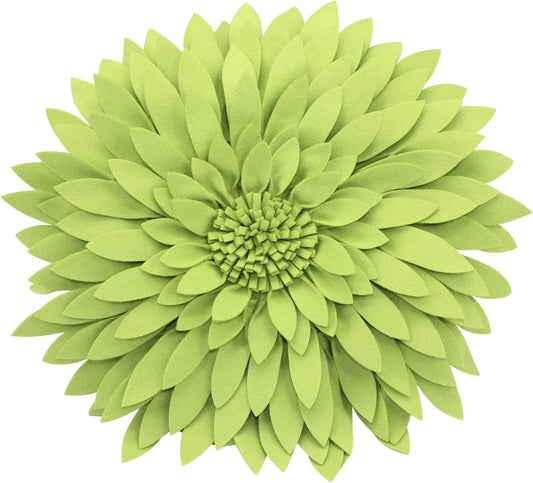 Flower Decorative Pillow - 3D Daisy Flower Pillow, Sunflower Throw Pillow -14.5 x 13 inch Round Decor Pillow - Flower Home Decorations - Couch & Bed, Accent Pillow (Case + Insert, Solid Lime)