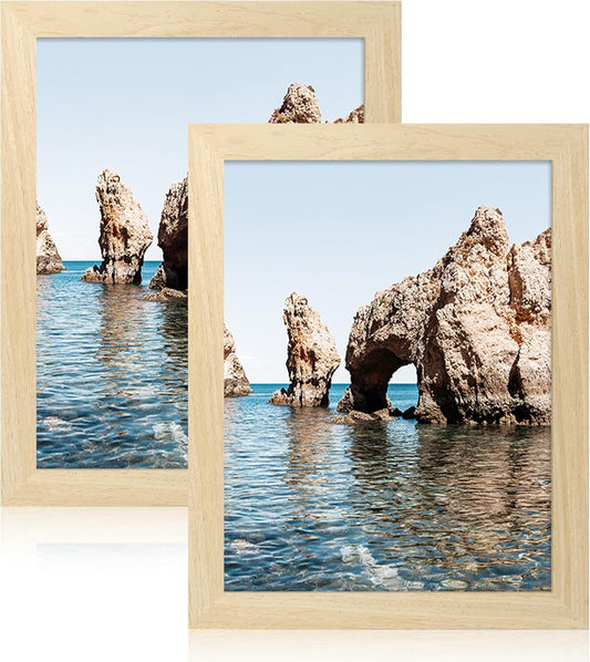 iRahmen 8.5x11 Picture Frame Set of 2, Wood Certificate Frames with Real Glass, Photo Frames 8.5 by 11 Diploma Document for Wall Hanging and Tabletop Display