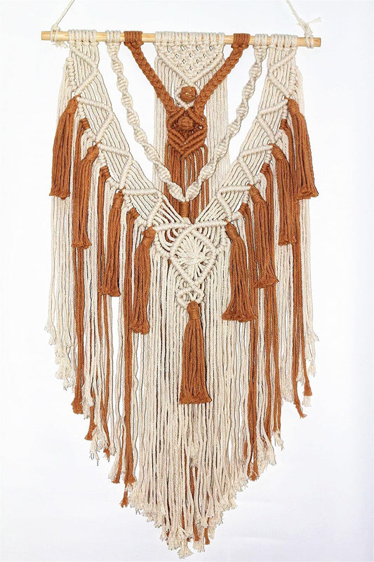 BMIDRUT Macrame Woven Wall Hanging Tapestry Boho Wall Art Handmade Macrame Tapestry for Wedding Bedroom Living Room Background Wall 17x30 Inch