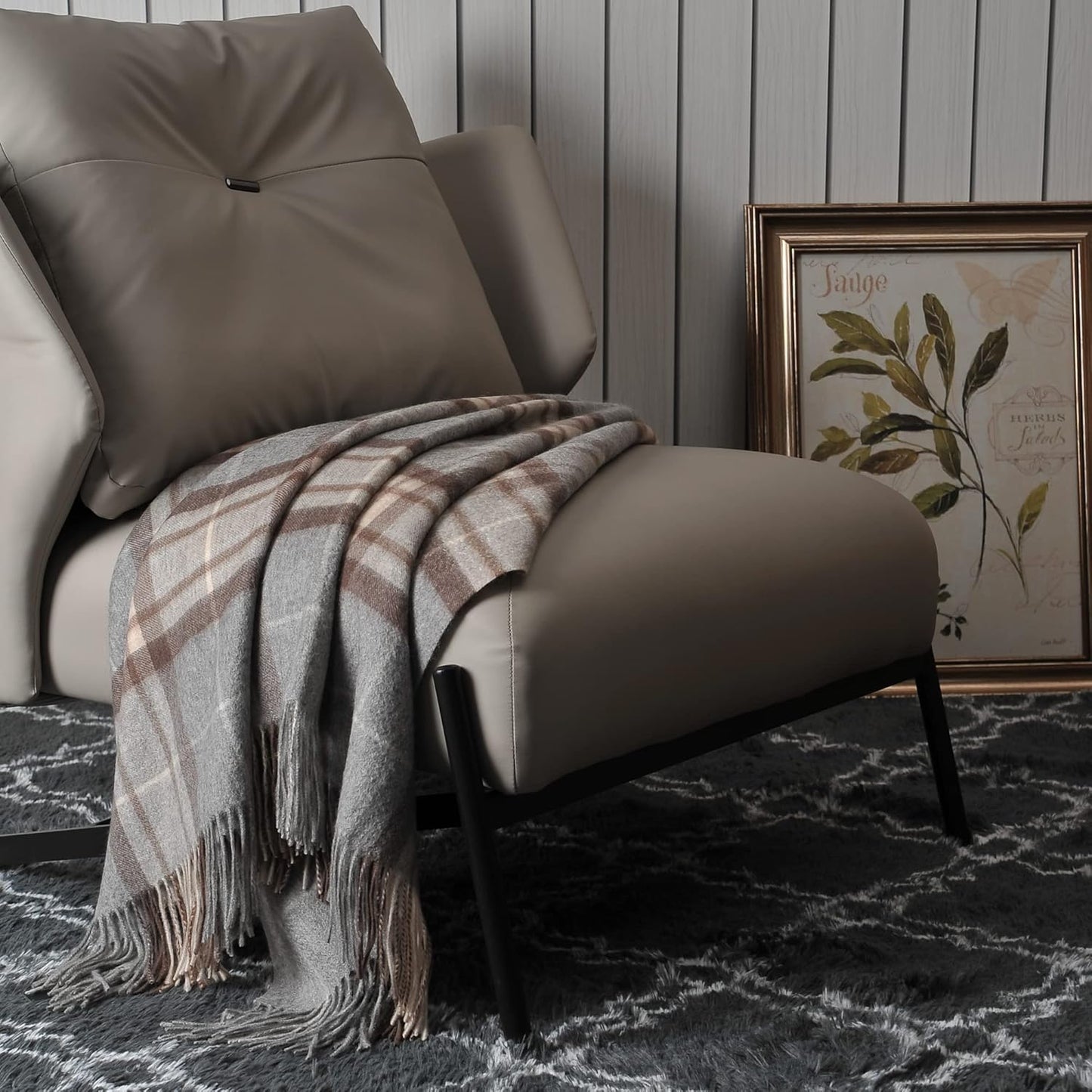 EP Mode 100% Pure Cashmere Throw Blanket for Sofa, Classic Design with Gift Box (Grey Tartan)