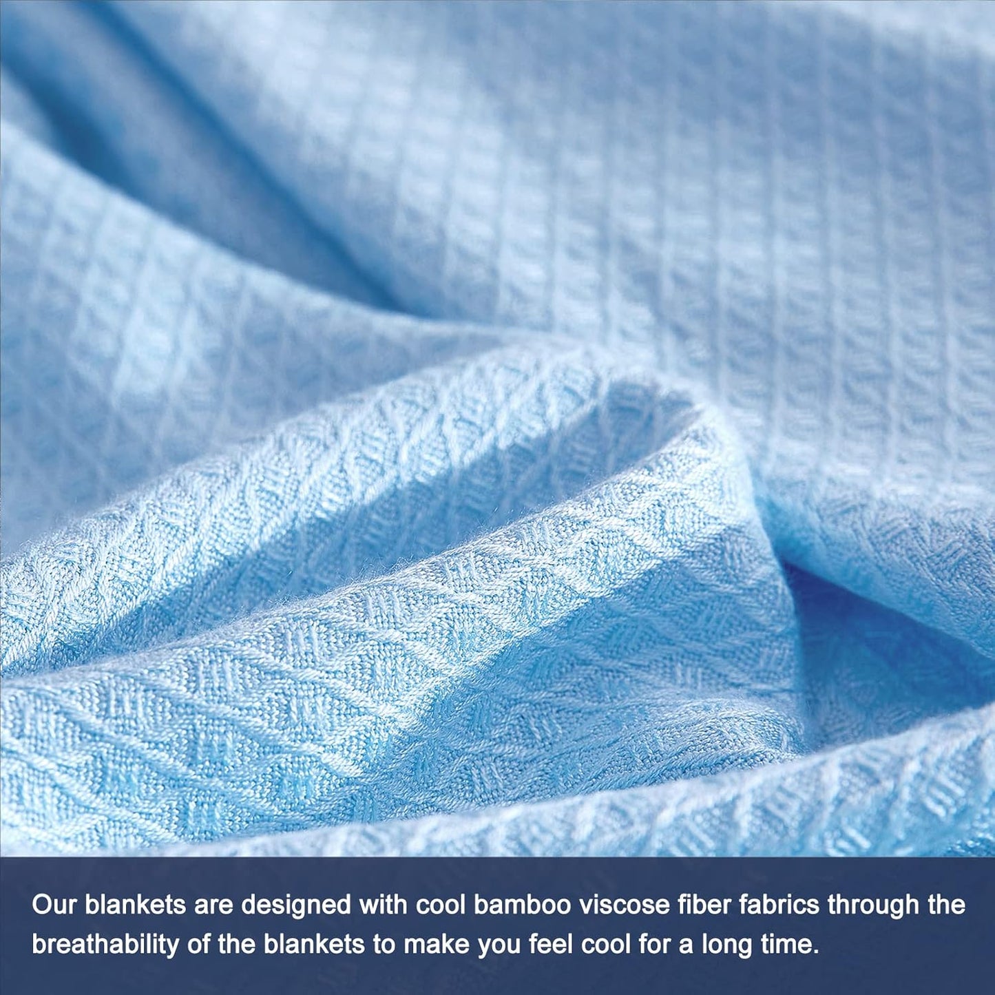 DANGTOP Cooling Blankets for Hot Sleepers, 100% Rayon Absorbs Body Heat to Keep Cool on Warm Night, Ultra-Cool Lightweight Blanket(90x90 inches, Blue)