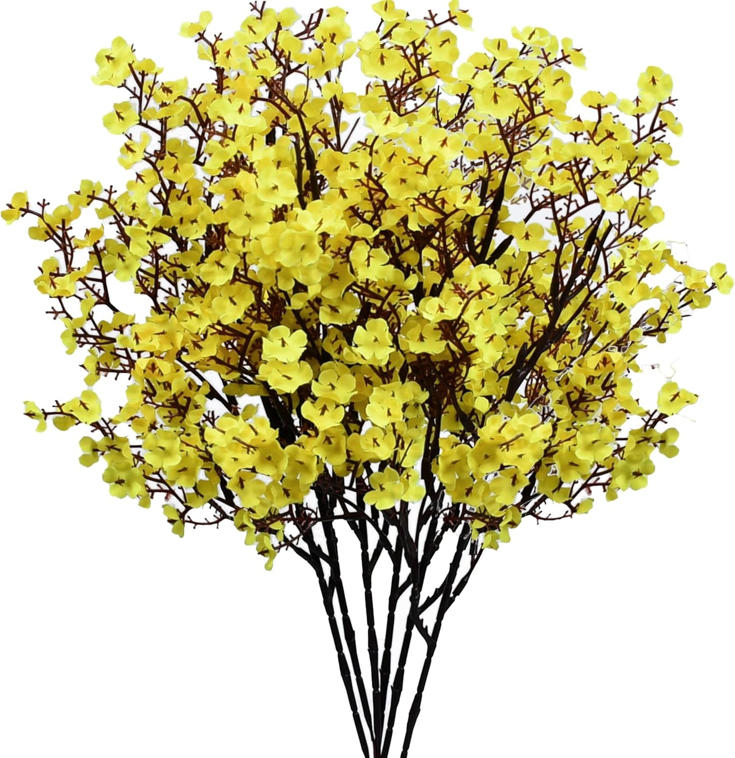 Mandy's Yellow Artificial Baby’s Breath Flowers 6 Bundles Silk Gypsophila with Bendable Stems for Fall Centerpiece Wedding Decor and Table Arrangements