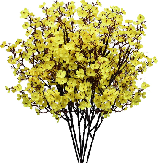 Mandy's Yellow Artificial Baby’s Breath Flowers 6 Bundles Silk Gypsophila with Bendable Stems for Fall Centerpiece Wedding Decor and Table Arrangements