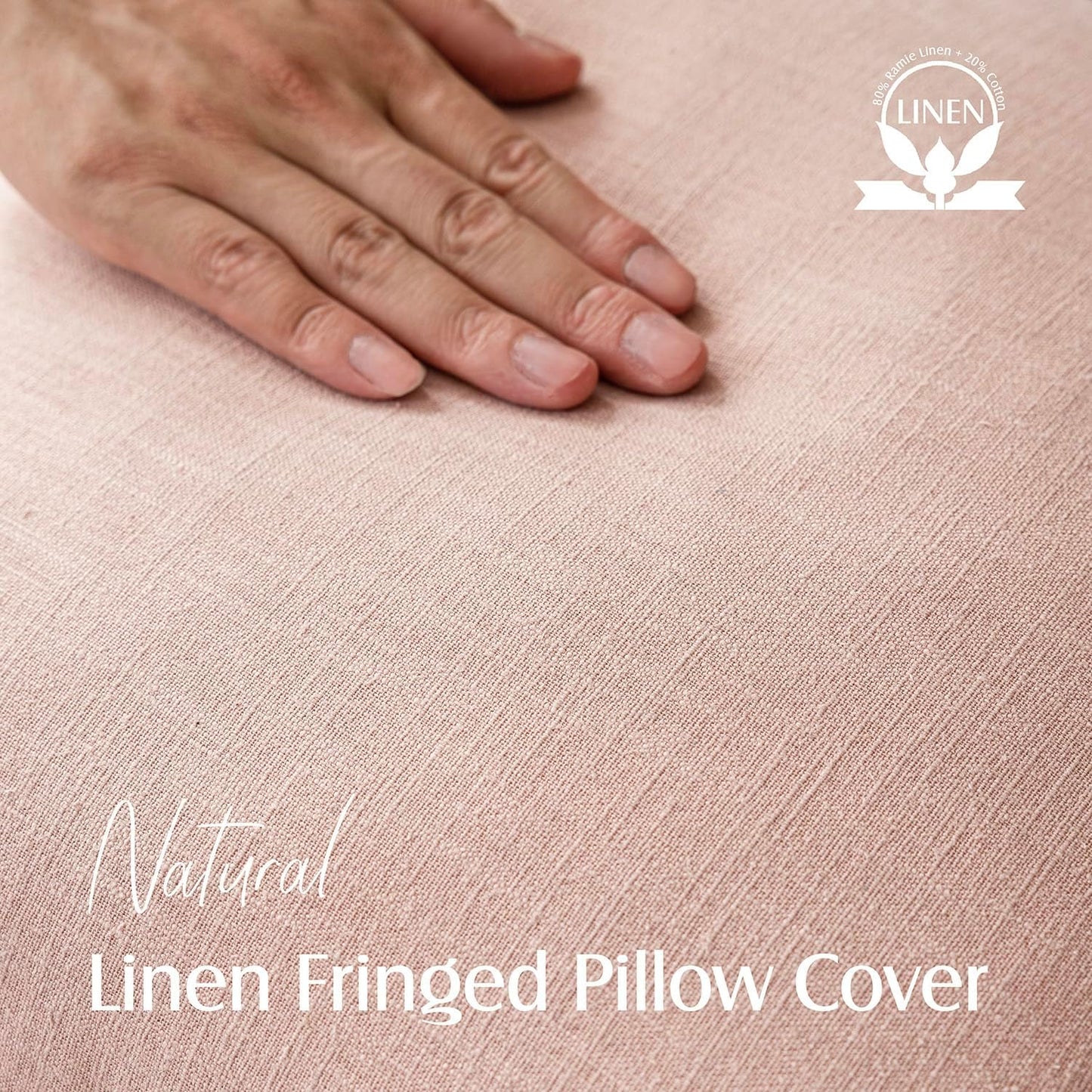 Foindtower Decorative Linen Fringe Lumbar Throw Pillow Covers Cozy Boho Farmhouse Cushion Cover with Tassel Soft Accent Pillowcase for Sofa Bed Living Room Home Decor, 12×20 Inch, 1PC,Light Pink