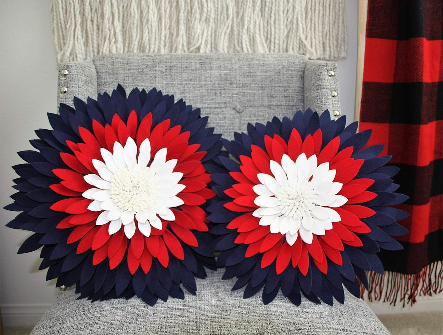 Contempo Lifestyles 3D Daisy Flower Pillow, Sunflower Throw Pillow, 18" Flower, American Flag