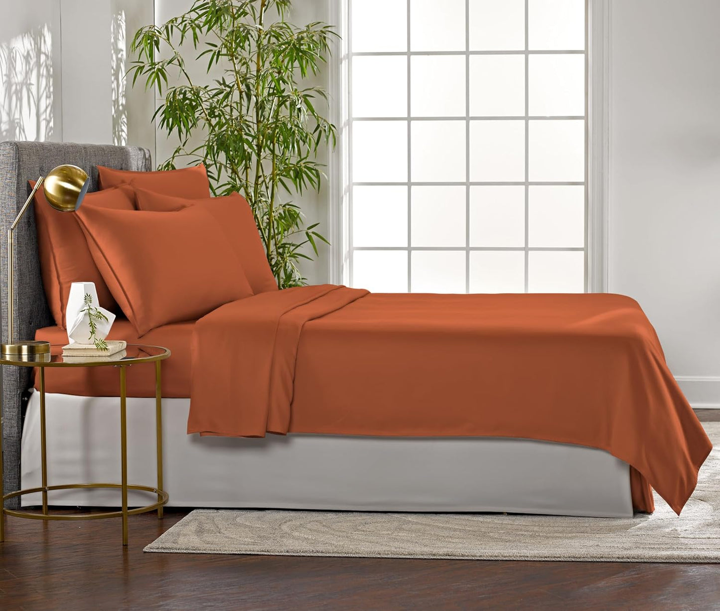 King Sheets by Pure Bamboo, Genuine 100% Organic Viscose Derived from Bamboo Bed Sheet Set, Luxuriously Soft & Cooling, Double Stitching, Lifetime Quality Promise (King, Terracotta)