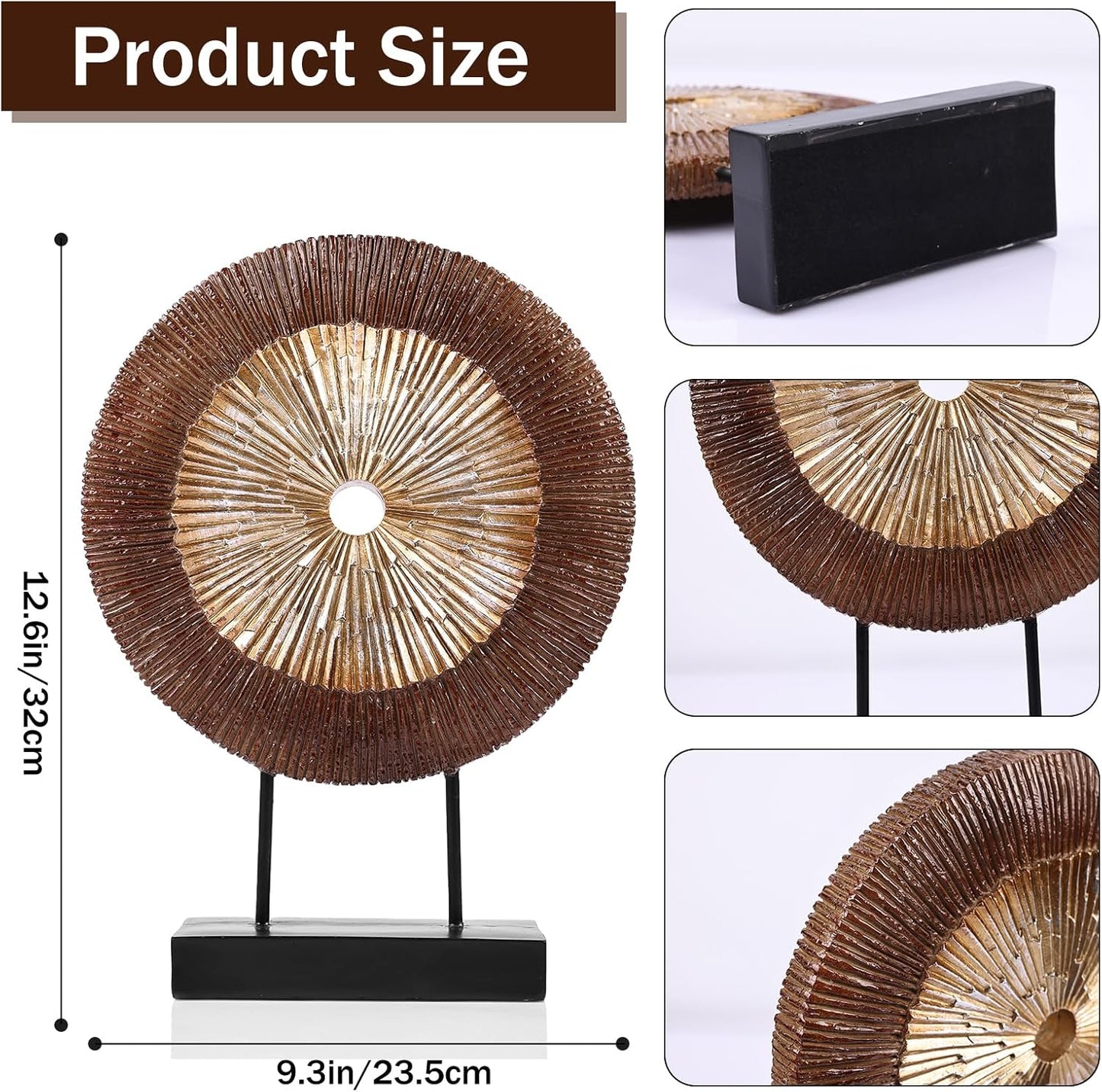 DOVDOV Wood Color Round Irregular line Statue, Unique Home Sculpture for Cabinet Above Coffee Table, entryway Table top TV Cabinet Dining Table Center Home Decor. (Yellow-Brown)