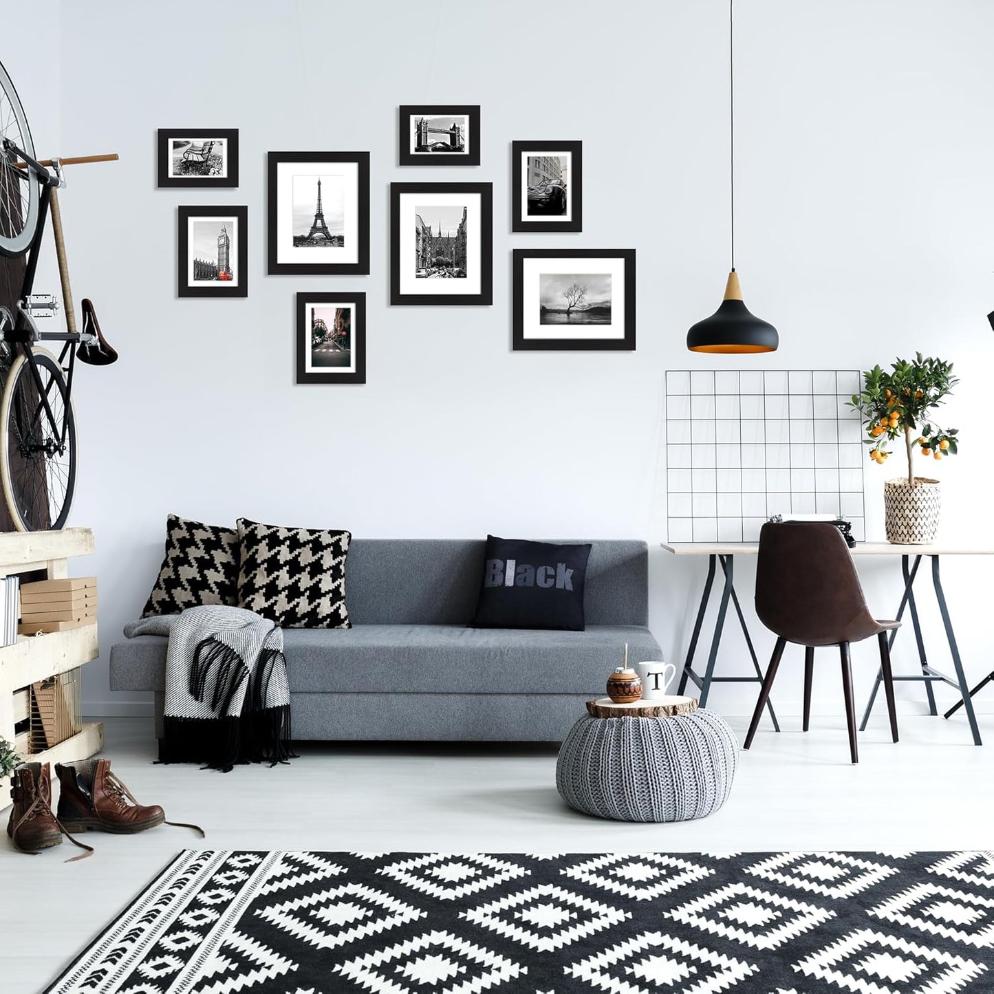 iRahmen 4x6 Picture Frame Set of 2, Black Wood Photo Frame with High Definition Glass, Display Pictures 3.5x5 with Mat or 4 x 6 Without Mat for Tabletop and Wall Mounting