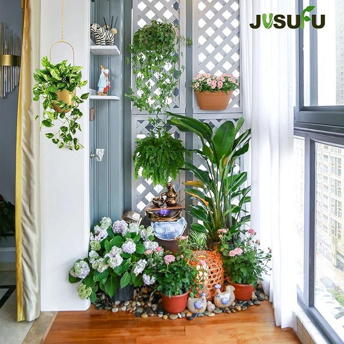 Metal Hanging Planters for Indoor & Outdoor, No Plant Included(Gold)