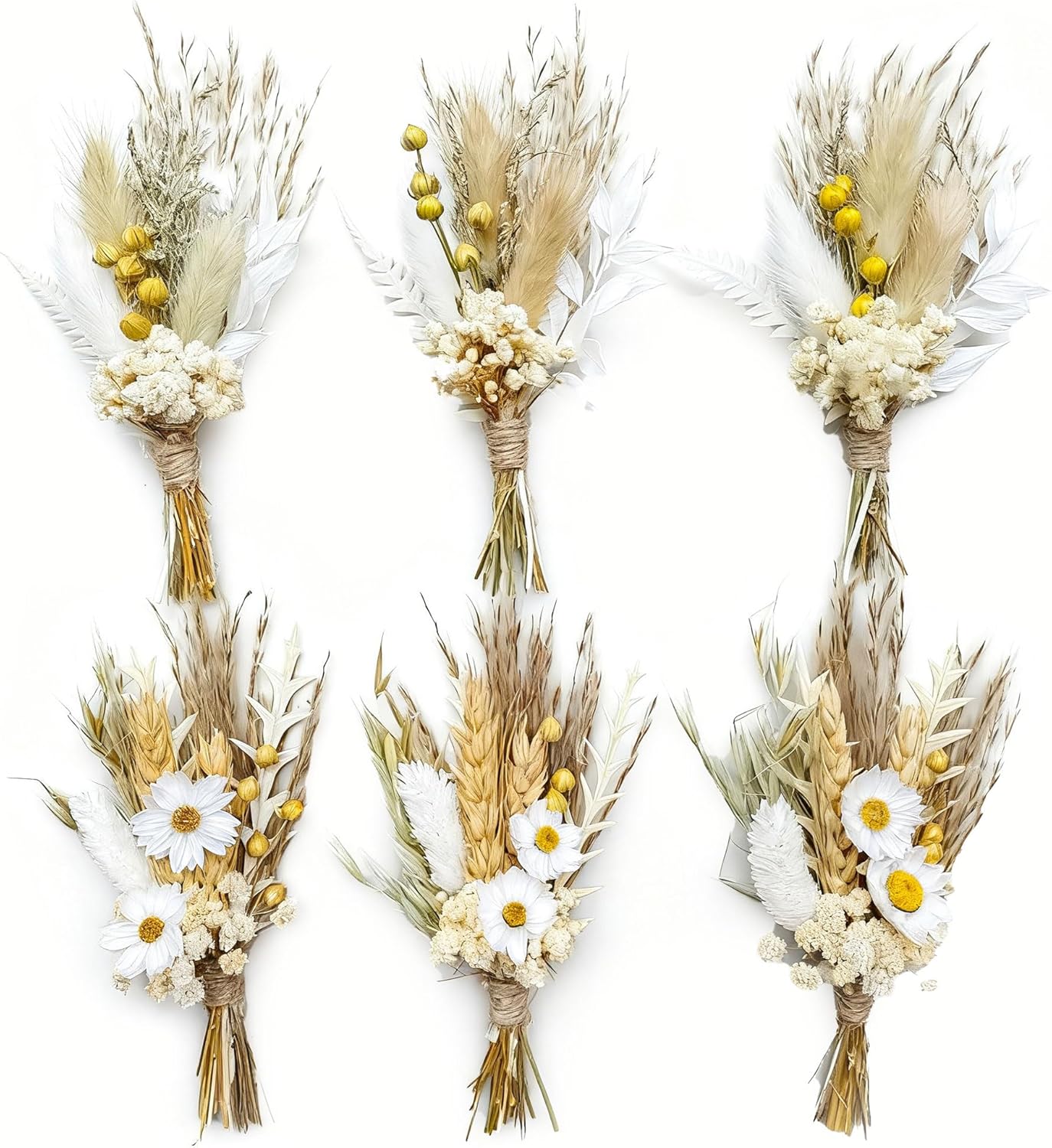 Mini Dried Flower Bouquets for Bridesmaid Proposal Gift Boxes, Birthday Cake Arrangements, Boutonnieres, Small Vases for Table Centers, Bohemian Wedding Decorations, Bridal Shower.(Grey)