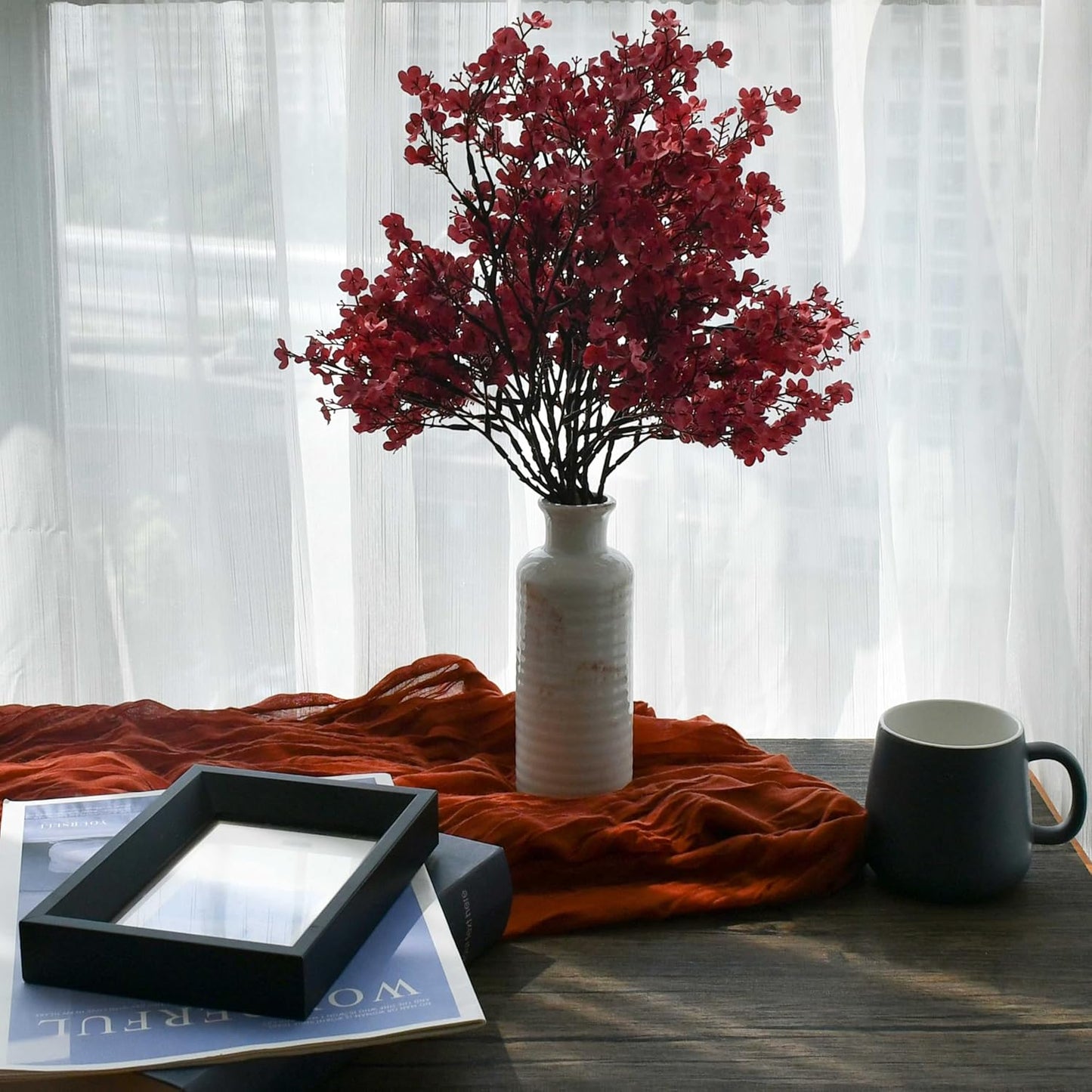 Mandy's Mauve Artificial Baby’s Breath Flowers 6 Bundles Silk Gypsophila with Bendable Stems for Fall Centerpiece Wedding Decor and Table Arrangements